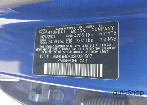 2025 Hyundai Elantra N z USA, uszkodzony, nr VIN KMHLW4DK0SU026507